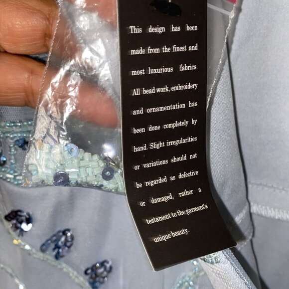 Papell Studio Embellished Sequined Long Dress Pale Blue - Picture 8 of 11